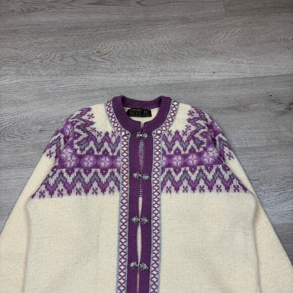 Vintage Nordstrikk Nordic Wool Knit Clasp Cardigan Sweater M's L W's XL Cottage - Picture 2 of 9